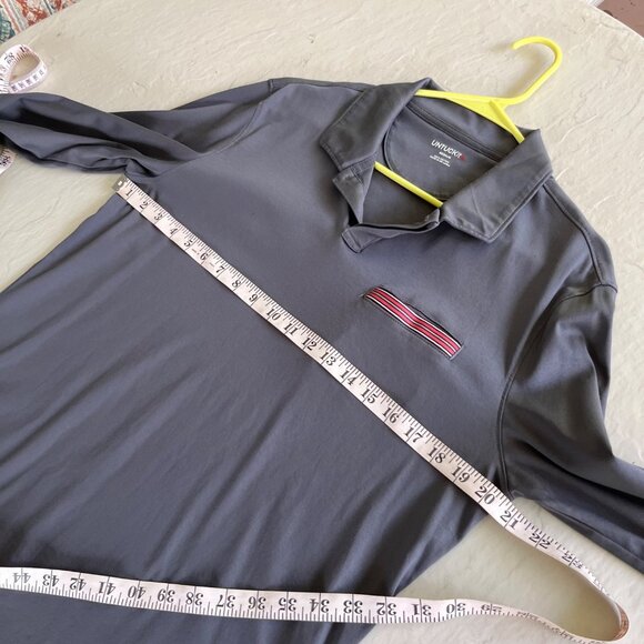 UNTUCKit Gray Damaschino Long Sleeve Contrast Pocket Polo Size M - Picture 8 of 8